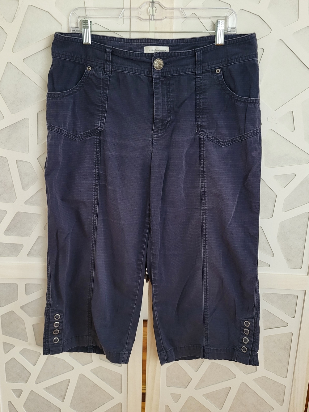 Christopher & Banks Slate Blue Pull-On Wide Waistband Pants